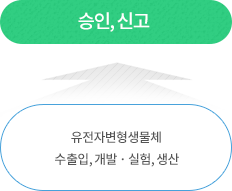 유전자변형생물체 수출입, 개발·실험, 생산 : 승인, 신고